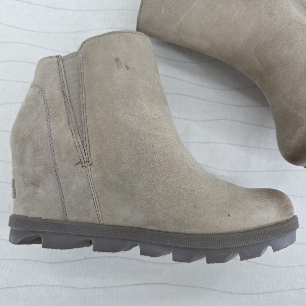 Sorel Womens Joan of Arctic Tan Leather Wedge Ankle Booties Shoe NL3365-240 Sz 7 - Picture 10 of 16